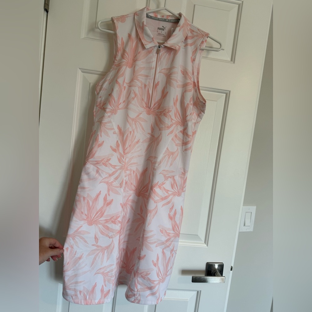 Puma White and Light Pink Zip Golf Dress